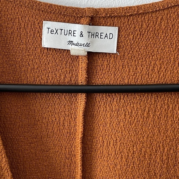 Madewell Texture & Thread Side Tie Faux Wrap Dress Rust Orange Short Sleeve XS - Picture 8 of 8